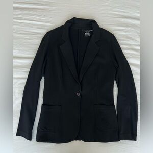 Majestic Filatures French Terry Brushed Fleece One Button Blazer in Black